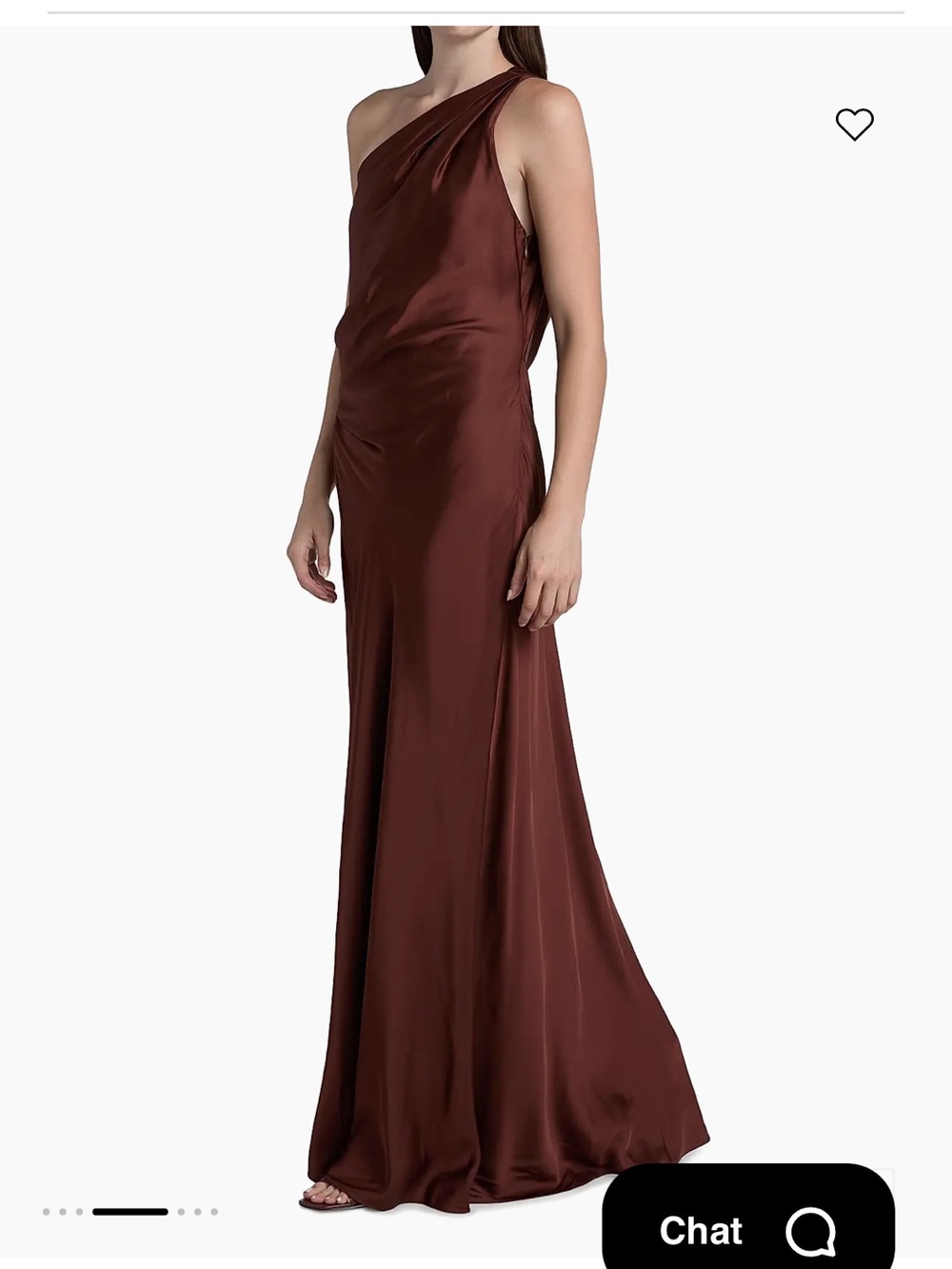 A.L.C. One-Shoulder Satin Gown in Rich Brown